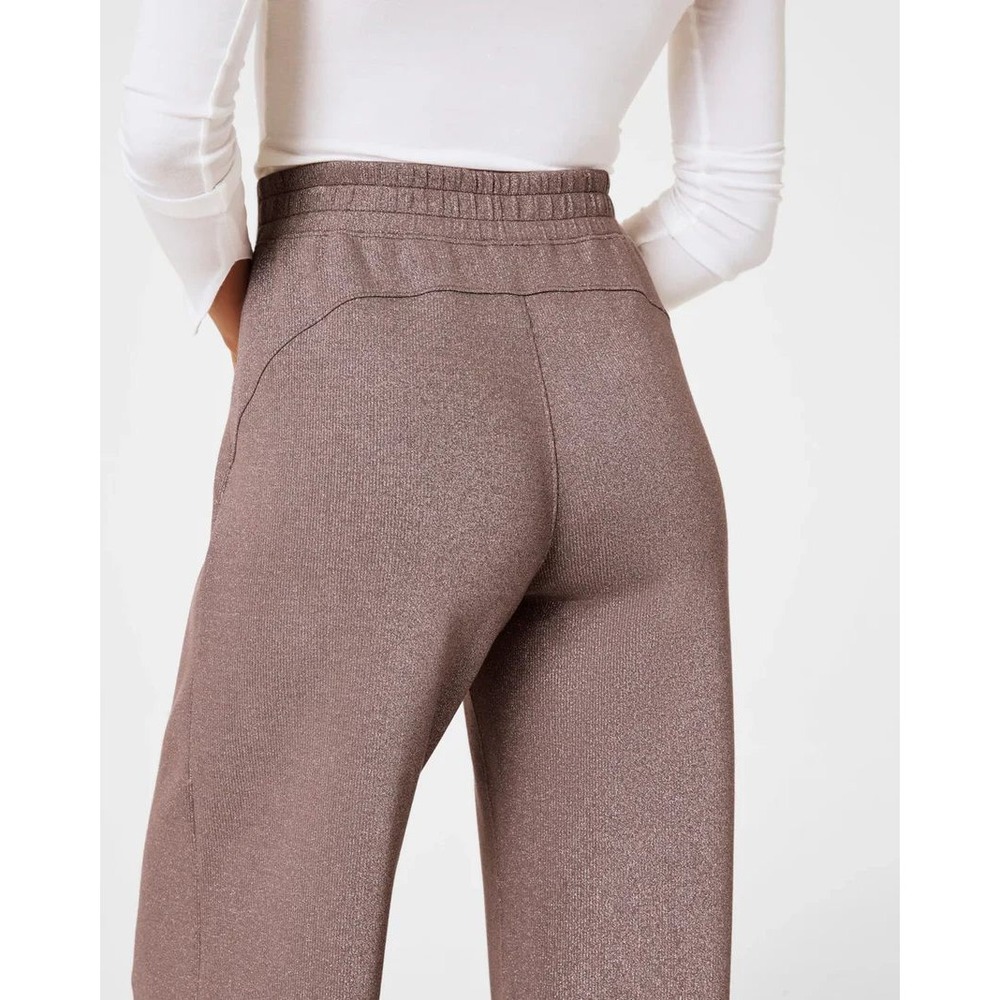 Spanx AirEssentials Wide Leg Pant with Shimmer Smoke Silver size large tall NWT - Picture 5 of 14